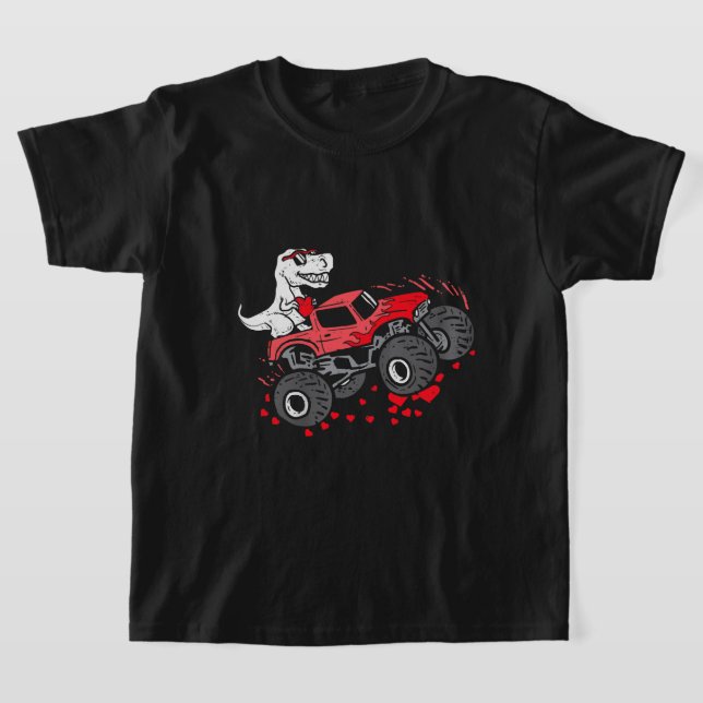 Camiseta Dia de os namorados T Rex Monster Truck Toddler (Postura )