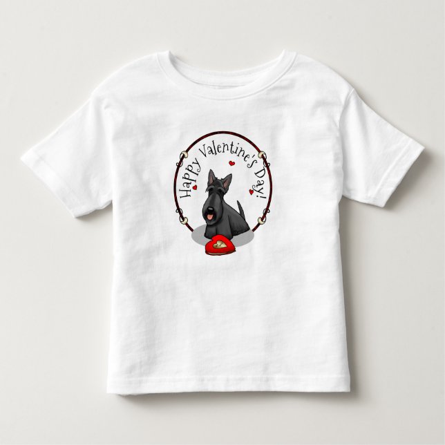 Camiseta Dia de os namorados (vermelho) Scottie Dog (preto) (Frente)