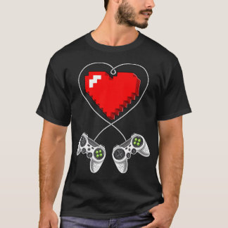 Camiseta Dia de os namorados Video Game Controller Heart Ga