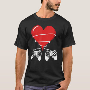 Camiseta Dia de os namorados Video Game Controller Heart Ga