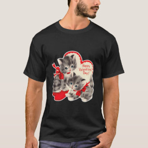 Camiseta Dia de os namorados Vintage Cat Kitten Gatinho Ret