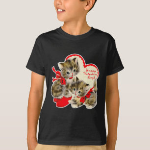 Camiseta Dia de os namorados Vintage Kitten Gatinho Retro V