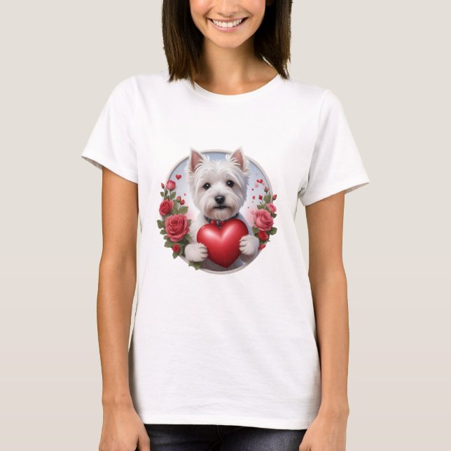 Camiseta Dia de os namorados Westie de coração (Frente)