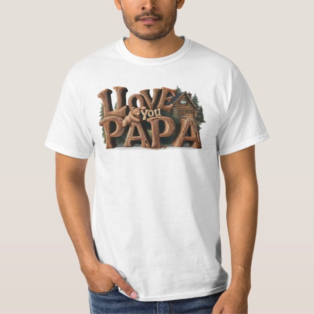 Camiseta *~* Dia de os pais AP86 AMA O SEU PAPA Rustic (Frente)