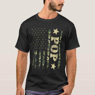 Camiseta Dia de os pais Avô Abuelo Camouflage American Fl
