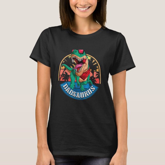 Camiseta Dia de os pais Dadsaurus Rex Dinossaur Pai Saurus  (Frente)