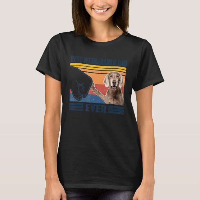 Camiseta Dia de os pais De Cães Com Melhor Pai De Weimarane (Frente)