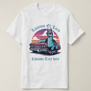 Camiseta Dia de os pais de Carro Clássico do Llama de Texto