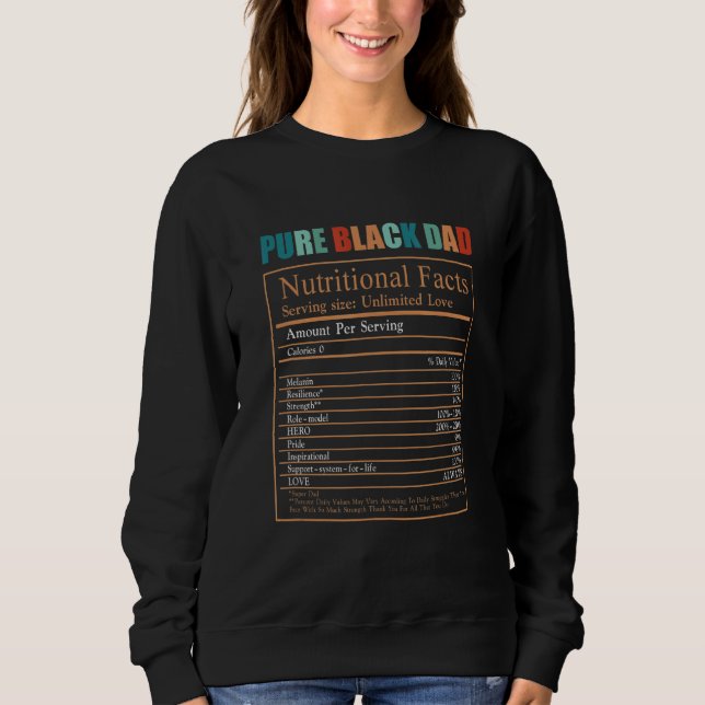 Camiseta Dia de os pais de Fatos Nutricionais de Pai Preto  (Frente)