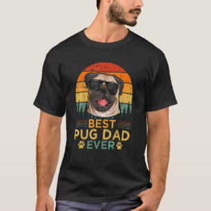 Camiseta Dia de os pais De Melhor Pai Pug Do Estilo Retro D