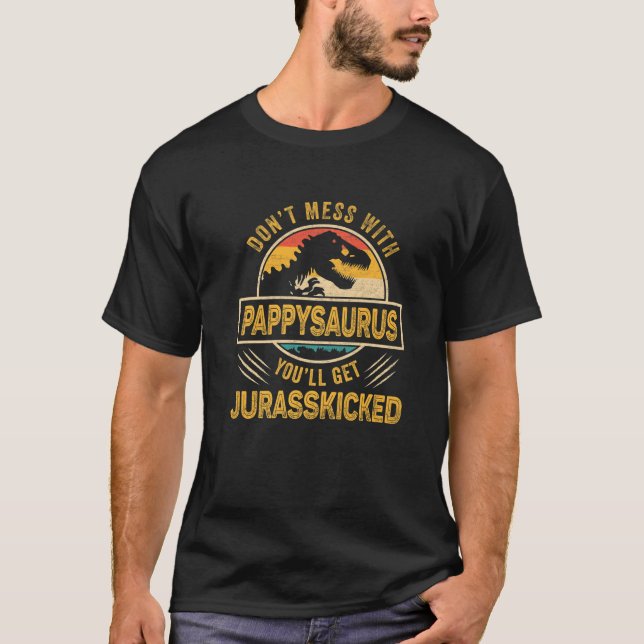 Camiseta Dia de os pais de Mens Engraçado Pappy Rex Saurus (Frente)