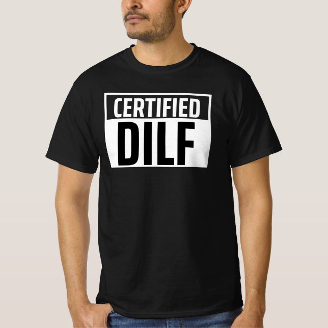 Camiseta Dia de os pais de Novo papai engraçado DILF certif (Frente)