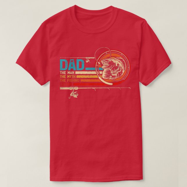Camiseta Dia de os pais De Pai De Pesca Retro Engrenado Pel (Frente do Design)
