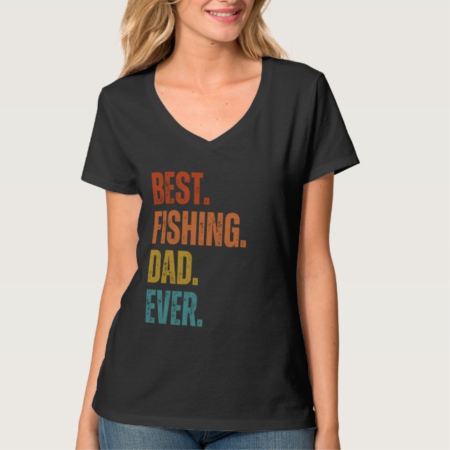 Camiseta Dia de os pais De Pesca Engraçado Com Pai De Peixe (Frente)