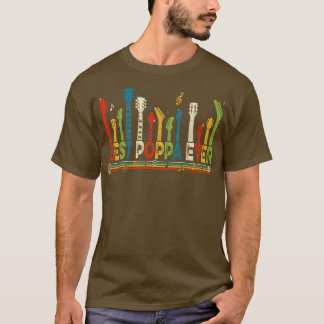 Camiseta Dia de os pais De Violão Vintage Best Poppa Ever P