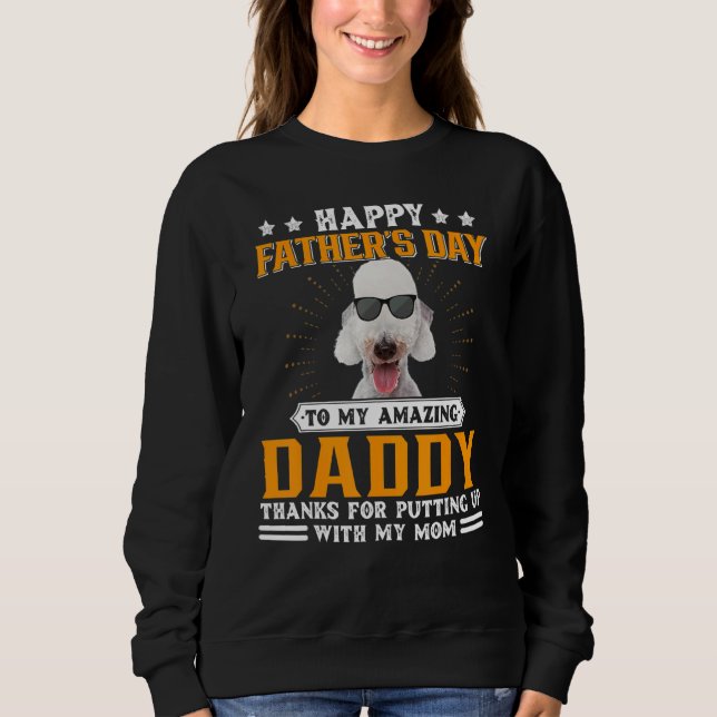 Camiseta Dia de os pais Feliz Bedlington Terrier Dog Pai Fo (Frente)