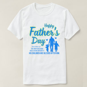 Camiseta Dia de os pais Feliz Cristão Azul Provérbios 20:7