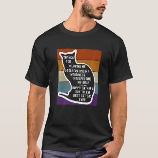 Camiseta Dia de os pais Feliz De Pai De Gato Retroativo Do