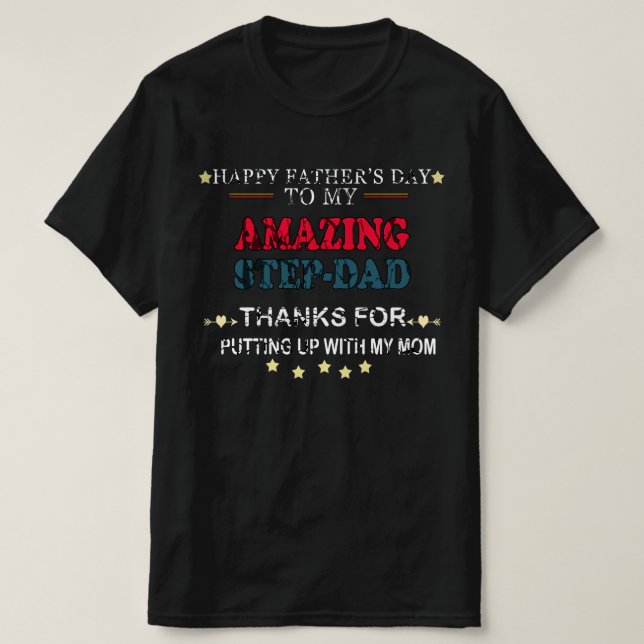 Camiseta dia de os pais feliz para os obrigados do padrasto (Frente do Design)