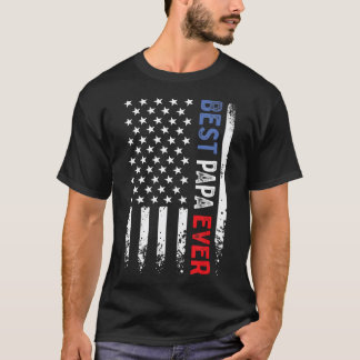 Camiseta Dia de os pais Melhor Papa Com Bandeira Americana