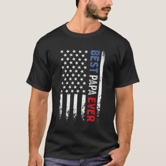 Camiseta Dia de os pais Melhor Papa Com Bandeira Americana