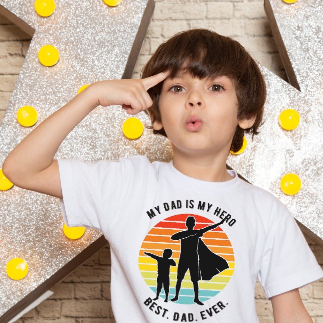 Camiseta Dia de os pais Meu Pai é Meu Melhor Pai Herói (Criador carregado)