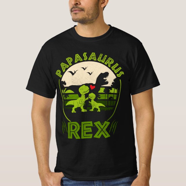 Camiseta Dia de os pais Papasaurus Rex Aniversário Legal (Frente)