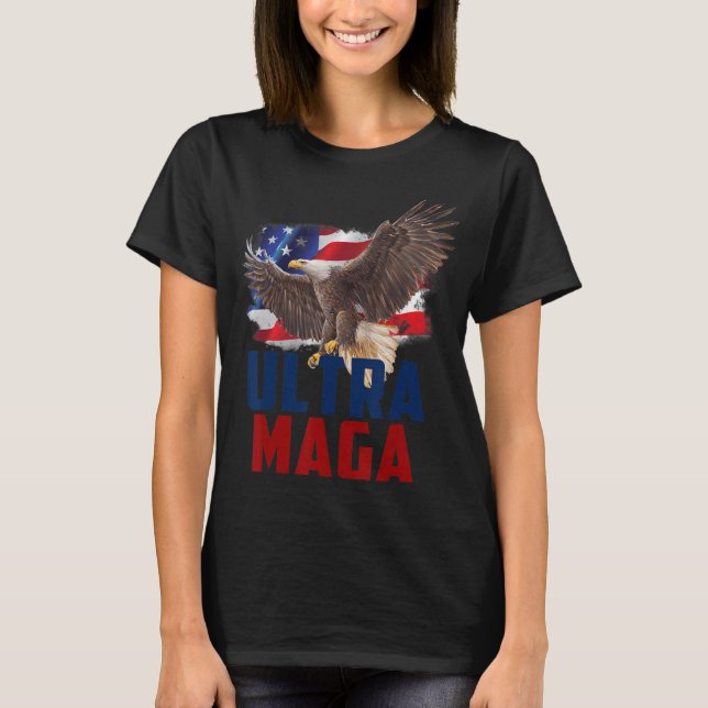 Camiseta Dia de os pais Patriótico Ultra MAGA Fl da Águia A (Frente)