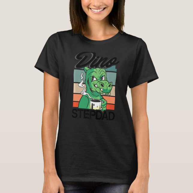 Camiseta Dia de os pais Retro Stepdad do Pai Dino Stepdad (Frente)