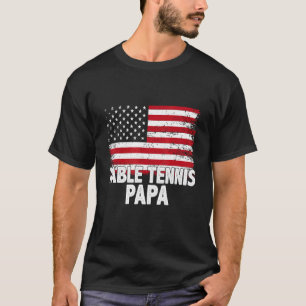 Camiseta Dia de os pais Tênis mesa Papa Americano Bandeira