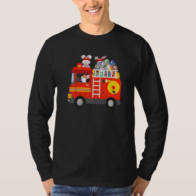 Camiseta Dia De Páscoa De Bombeiros Bonitos A Correr Para C (Frente)