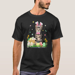 Camiseta Dia de Páscoa do Coelho de Gato Fofo Roupa de Ovos