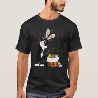 Camiseta Dia de Páscoa Gato Bunny Orelhas Ovos Homens Mulhe