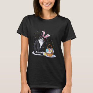 Camiseta Dia de Páscoa Gato Bunny Orelhas Ovos Homens Mulhe