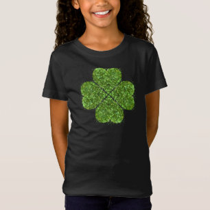 Camiseta Dia de Patrick, trevo irlandês verde reluzente