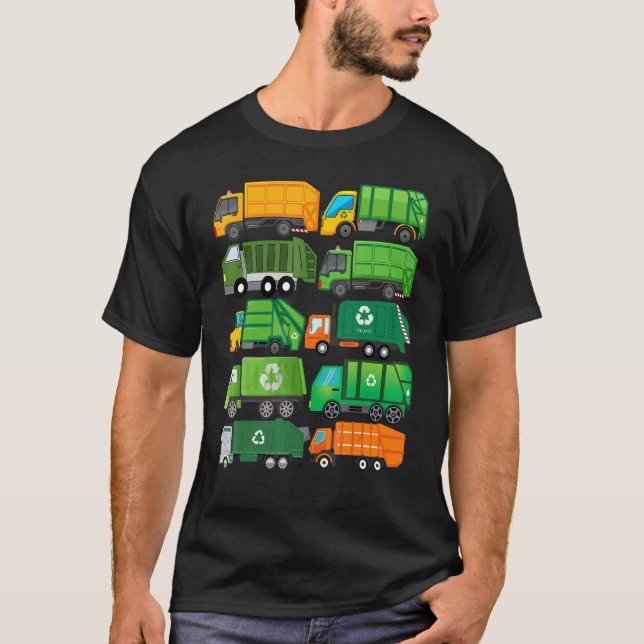Camiseta Dia de Reciclagem de Caminhão de Lixo Separação de (Frente)