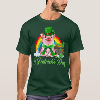Camiseta Dia de São Patrício 2022 Leprechaun Pig Lover Wome