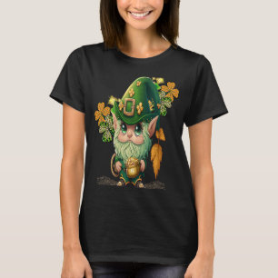 Camiseta Dia de São Patrício Adorável Chibi Gnomo Em Um Cut