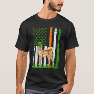 Camiseta Dia de São Patrício Americano Flag Akita Dog Lover