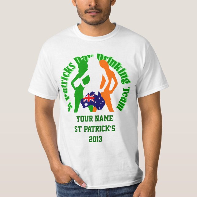 Camiseta Dia de São Patrício americano irlandês personaliza (Frente)