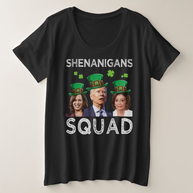Camiseta Dia de São Patrício Anti-Biden Esquadrão Shenaniga (Frente do Design)