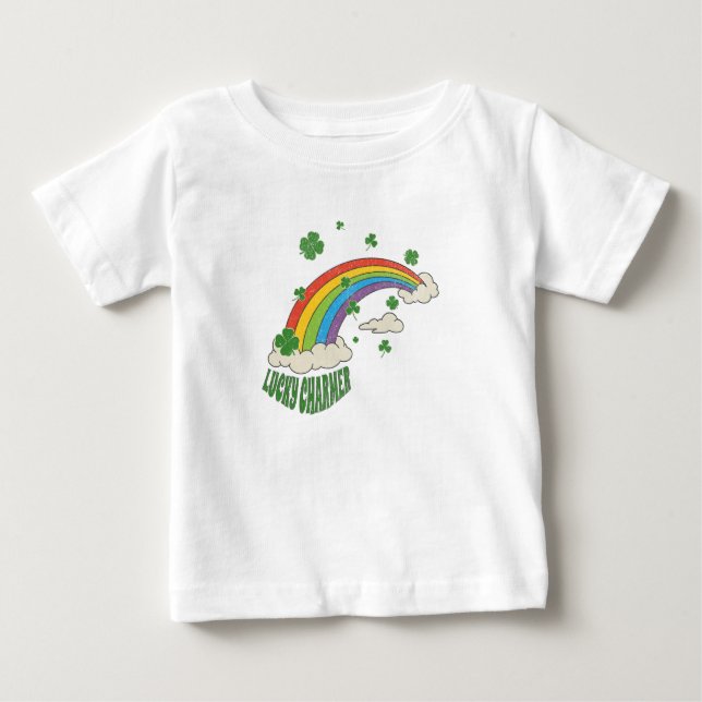 Camiseta Dia de São Patrício Arco-Íris de Shamrock (Frente)