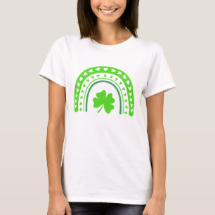 Camiseta Dia de São Patrício Arco-Íris Shamrock