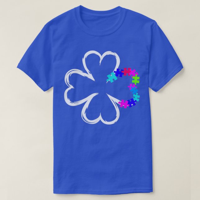 Camiseta Dia de São Patrício Autism Shamrock Quebra-cabeça  (Frente do Design)