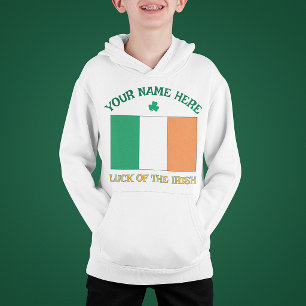 Camiseta Dia de São Patrício Bandeira da Irlanda Nome Perso