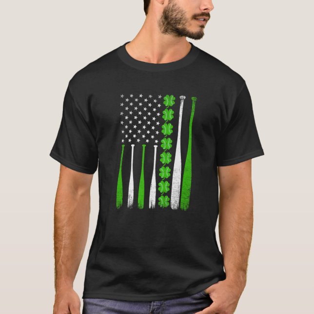 Camiseta Dia de São Patrício Bandeira Retro Irlandesa Ameri (Frente)