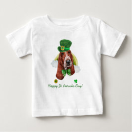Camiseta Dia de São Patrício Basset Hound Engraçado Dourado