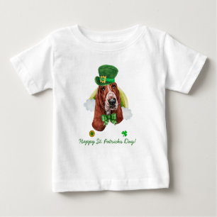 Camiseta Dia de São Patrício Basset Hound Engraçado Dourado