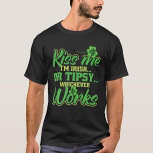 Camiseta Dia de São Patrício, beije-me Sou Irlandês ou Tips
