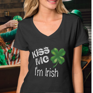 Camiseta Dia de São Patrício Beije Me Sou Irlandês Trevo Pr